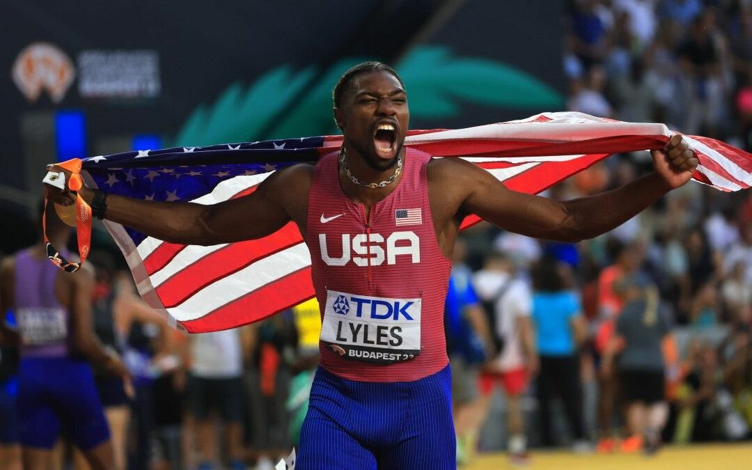 atlétika VB 2023 – 100 m-es férfi síkfutás (végső győztes: N. Lyles) 6.50